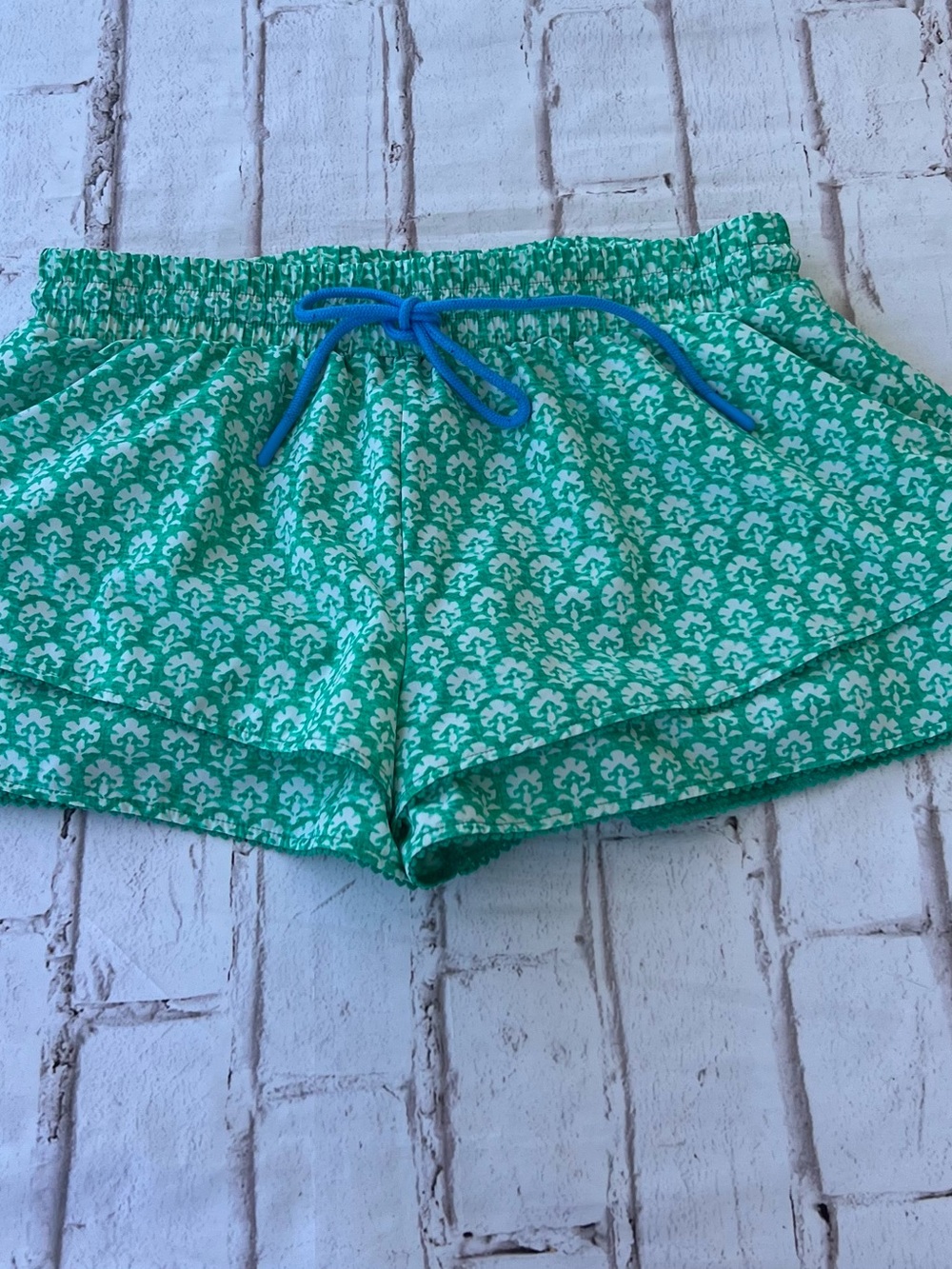 Women’s Green Printed Drawstring Shorts swim shorts